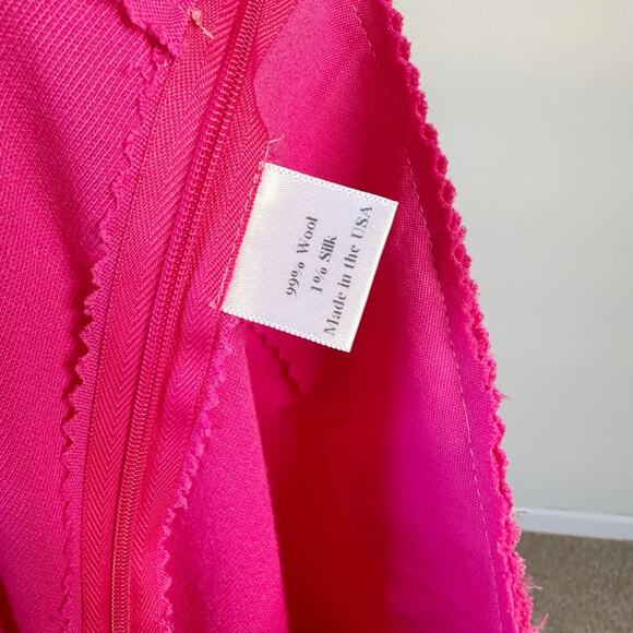 Rodarte Bright Pink Wool Silk Bow Front Straight Leg Trousers Size 6 - Picture 5 of 5